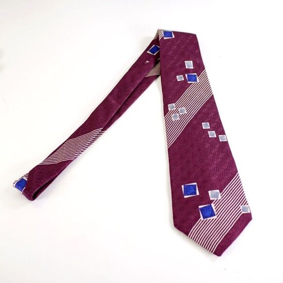 Croft & Barrow Abstract Jacquard Purple Print Wide Silk Tie - Picture 7 of 7